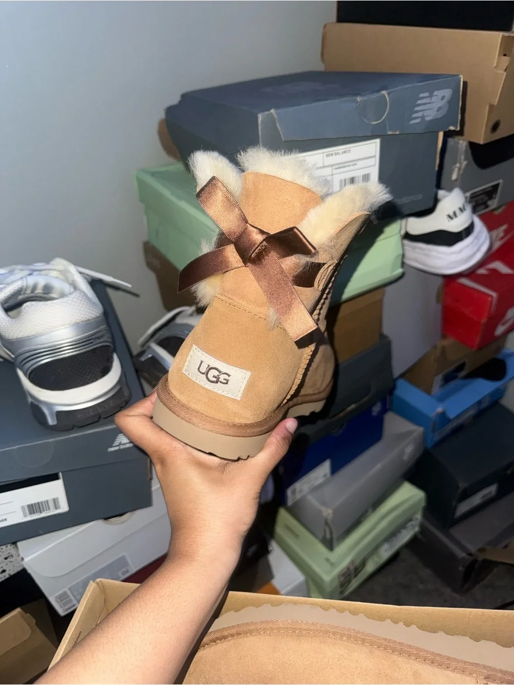 UGG Chestnut Suede Short Bow-Back Boots